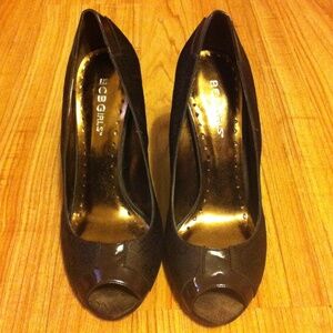 BCBG Girls Brown Peep-Toe High Heels